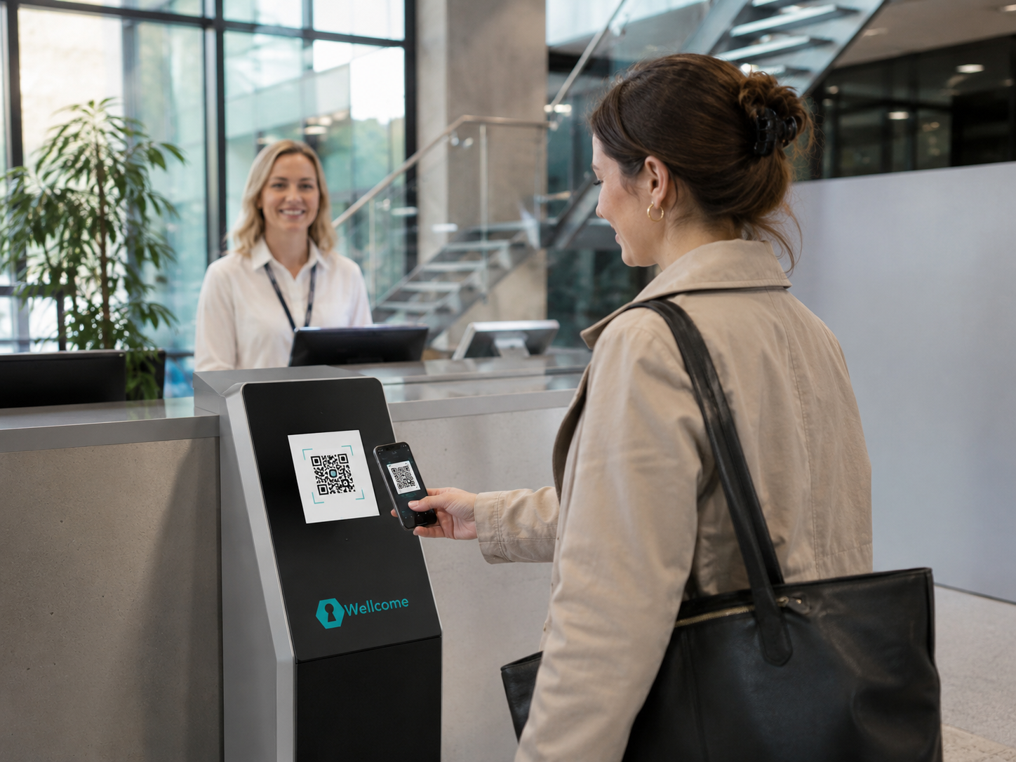Регистрация посетителя на ресепшене через QR-киоск Wellcome